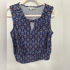 8/$20 Cleo Sleeveless Top with Blue and Orange Design